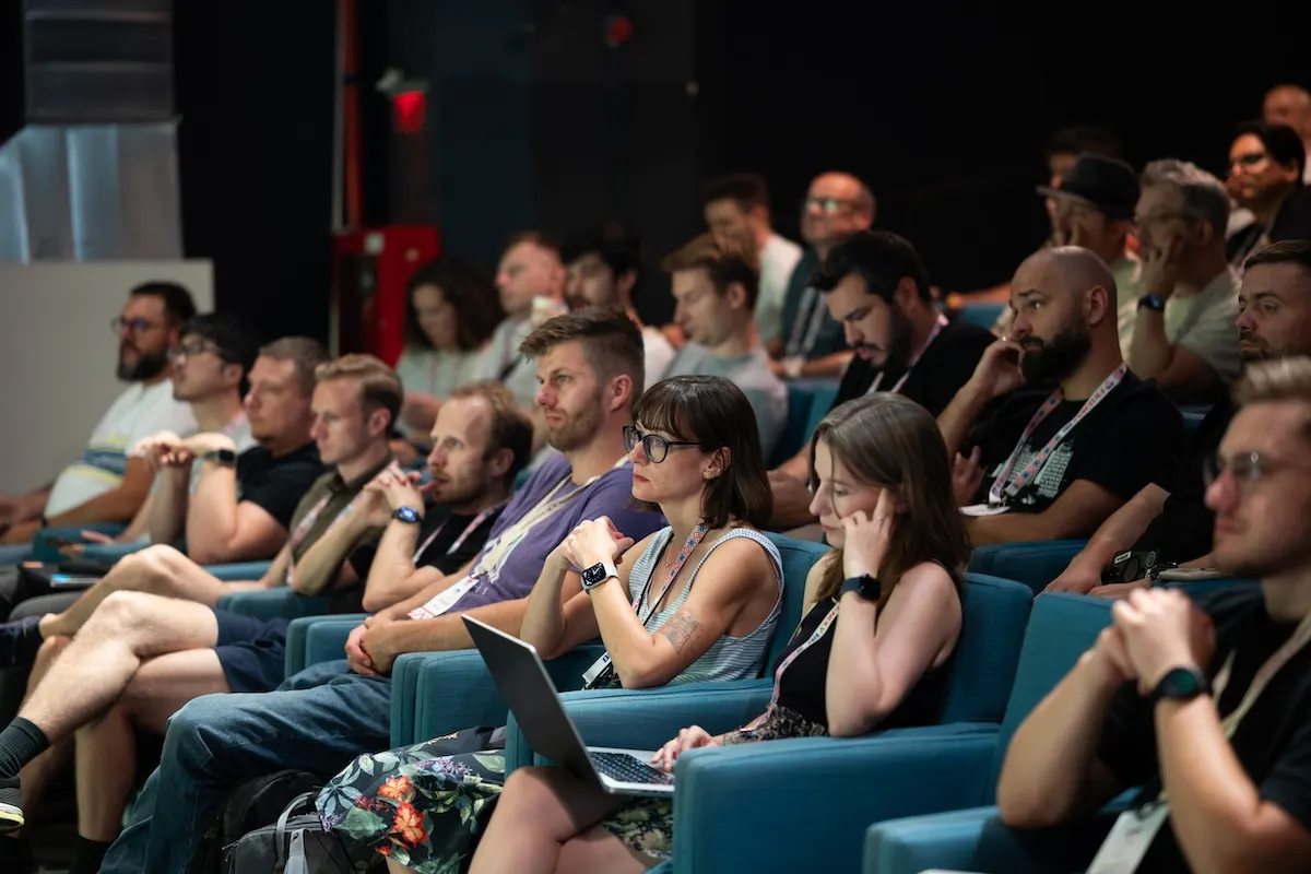 The audience listening to a talk at Friendly.rb Conf 2025