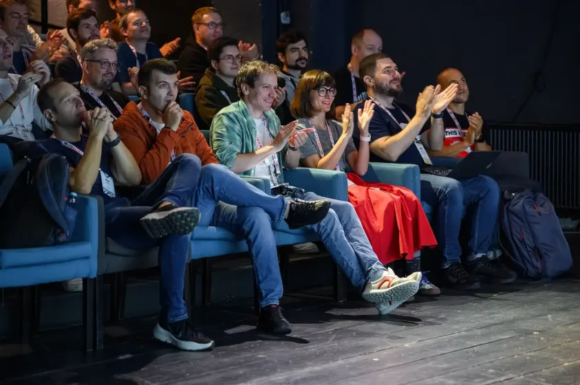 The audience applauding a talk at Friendly.rb Conf 2024